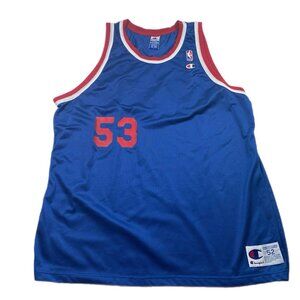 Vintage CHAMPION Basketball Jersey Blank #53 Detroit Pistons 1990s MENS Sz 52